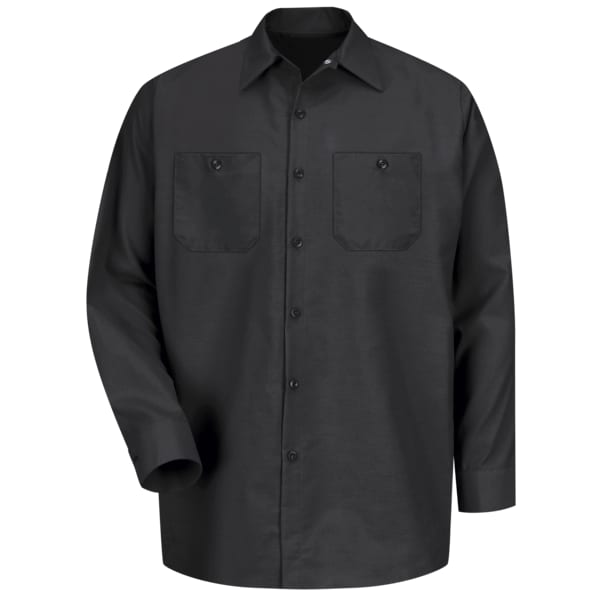 Mens Ls Black Poplin Workshirt, 4XL