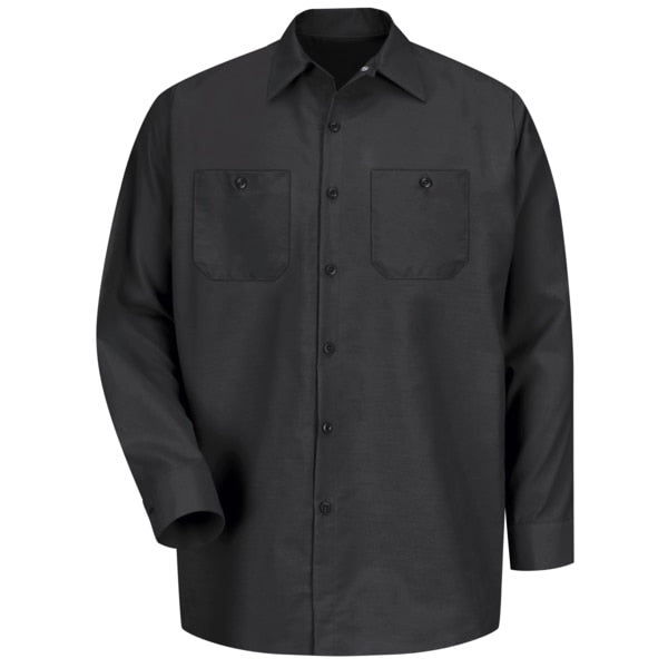 Mens Ls Black Poplin Workshirt, L