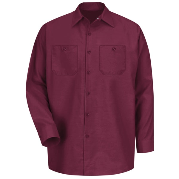 Mens Ls Burgundy Poplin Work Shirt, XL