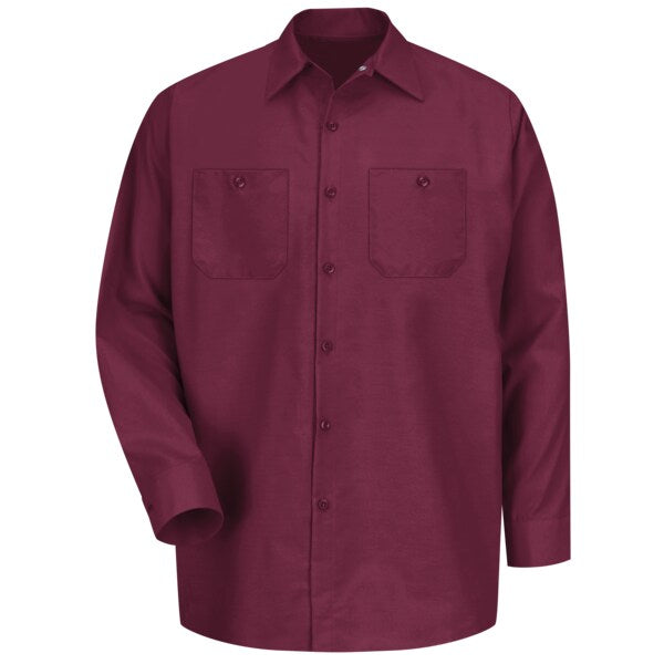 Mens Ls Burgundy Poplin Work Shirt, 4XL