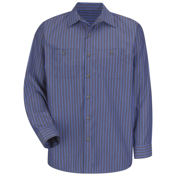 Mns Ls Gy/Bl Exxon Stripe Workshirt, XXL