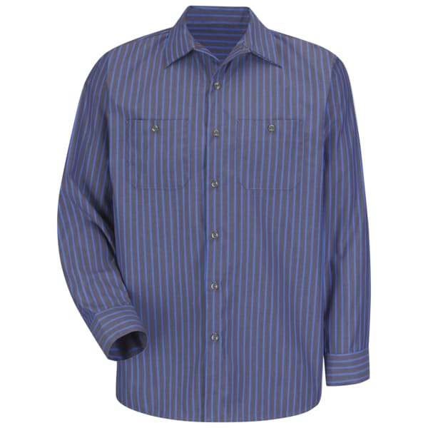 Mns Ls Gy/Bl Exxon Stripe Workshirt, XXL