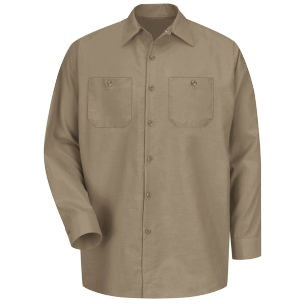 Mens L/S Khaki Poplin Workshirt, 4XL