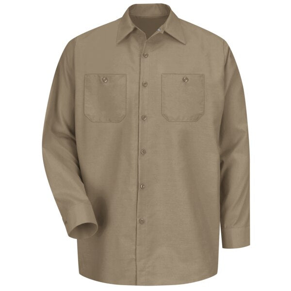 Mens L/S Khaki Poplin Workshirt, S