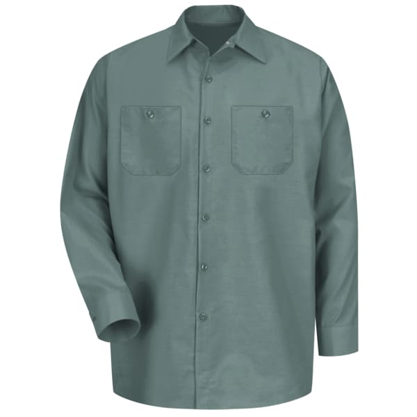 Mens Ls Lt Green Poplin Work Shirt, M