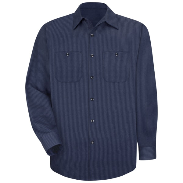 Mns Ls Navy Twin Stripe Workshirt, XXL