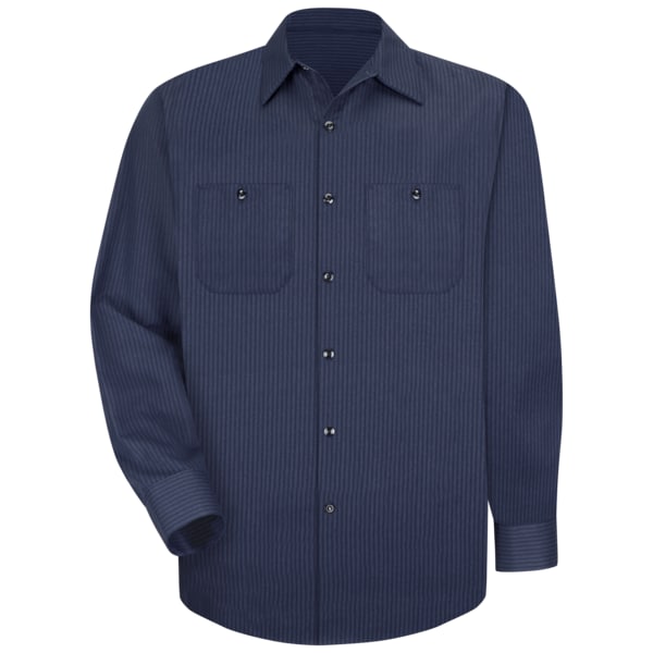 Mns Ls Navy Twin Stripe Workshirt, S