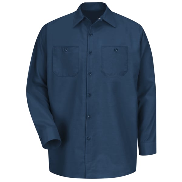 Mens Ls Navy Poplin Work Shirt, 4XL
