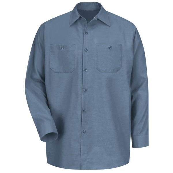 Mens Ls Post Blue Poplin Work Shirt, 4XL