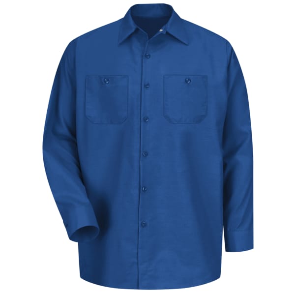 Mens Ls Royal Blue Poplin Wrk Shirt, L