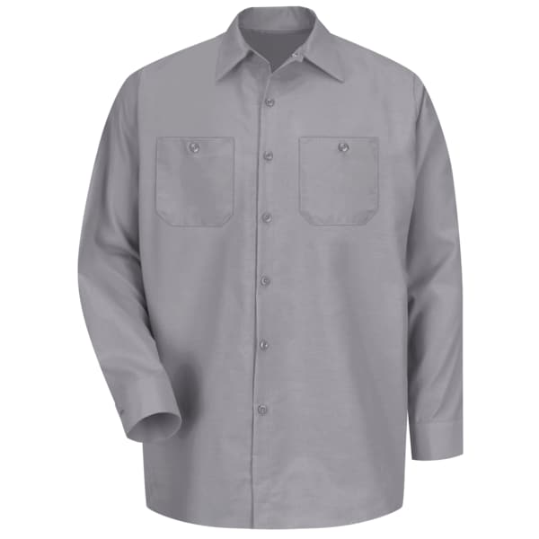 Mens Ls Silver Gy Poplin Workshirt, M