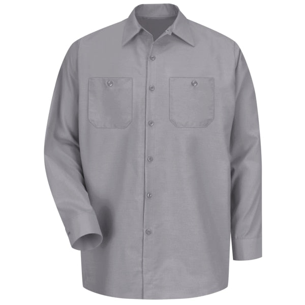 Mens Ls Silver Gy Poplin Workshirt, XXL