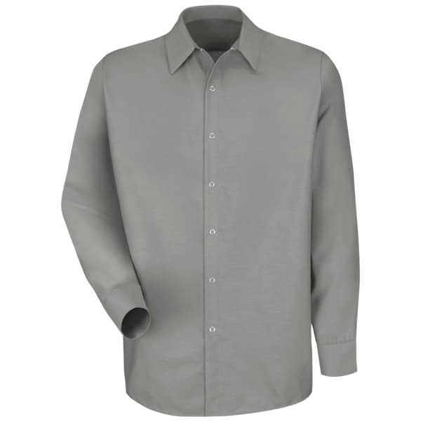Mens Ls Lt Gray Pop Wk Shrt-No Pkts, L