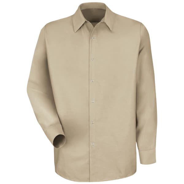 Mens Ls Lt Tan Pop Wrk Shrt-No Pkts, XL