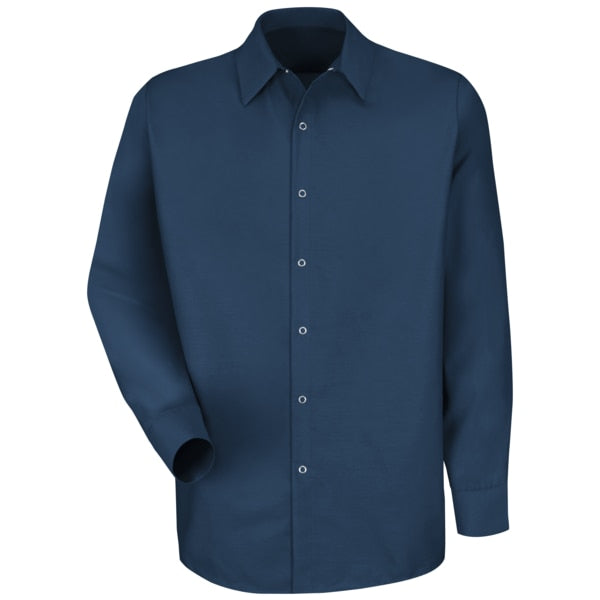 Mens Ls Navy Pop Work Shirt-No Pkts, XXL