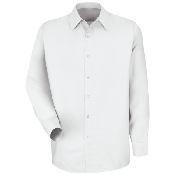 Mens Ls White Pop Wrk Shirt-No Pkts, 5XL