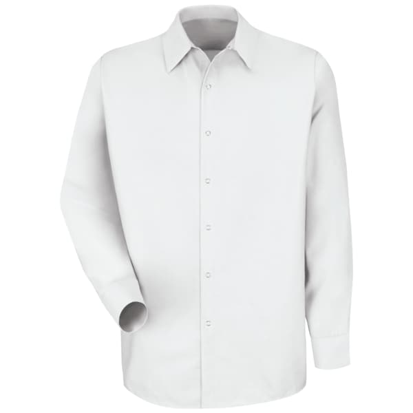 Mens Ls White Pop Wrk Shirt-No Pkts, 6XL