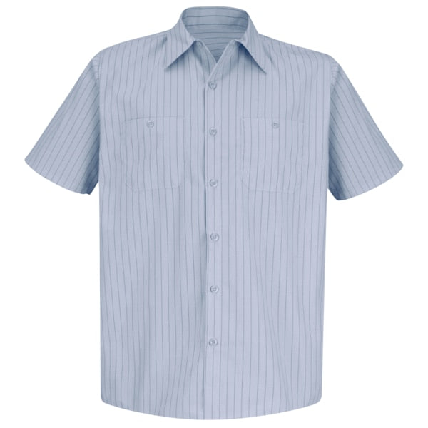Mens Ss Lt Blu W/Nv Stripe Wrkshirt, S