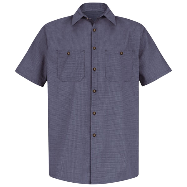 Mns Ss Bl/Ch Microcheck Workshirt, 4XL
