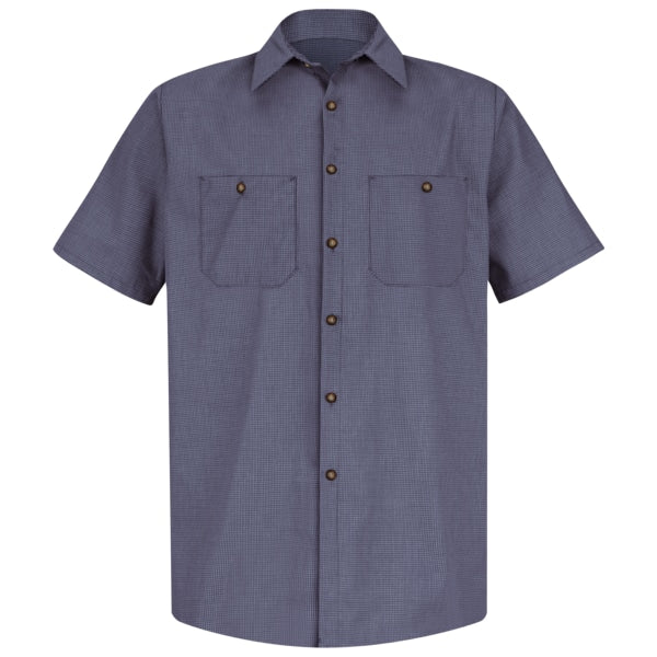 Mns Ss Bl/Ch Microcheck Workshirt, 5XL