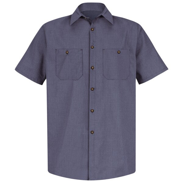 Mns Ss Bl/Ch Microcheck Workshirt, 3XL