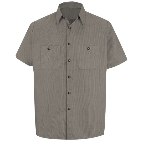 Mns Ss Khaki/Bk Banded Work Shirt, S