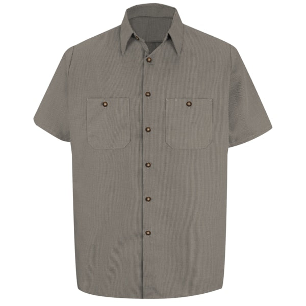 Mns Ss Khaki/Bk Banded Work Shirt, L