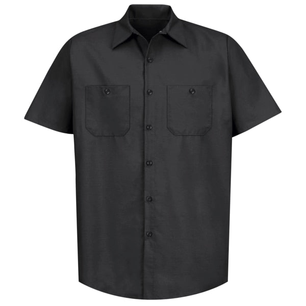 Mns Ss Black Poplin Work Shirt, XL