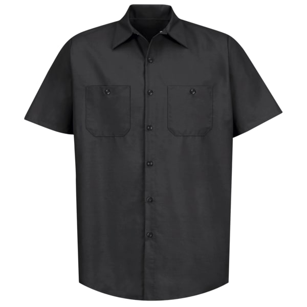 Mns Ss Black Poplin Work Shirt, XXL