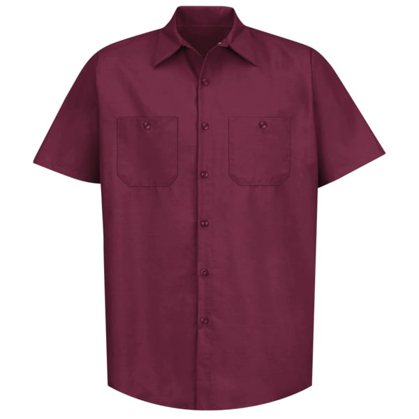 Mens Ss Burgundy Poplin Work Shirt, XXL