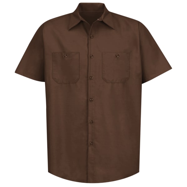 Mens Ss Choc Brwn Poplin Work Shirt, 3XL