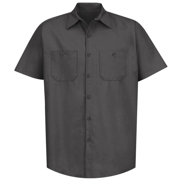 Mens Ss Charcoal Poplin Work Shirt, XXL