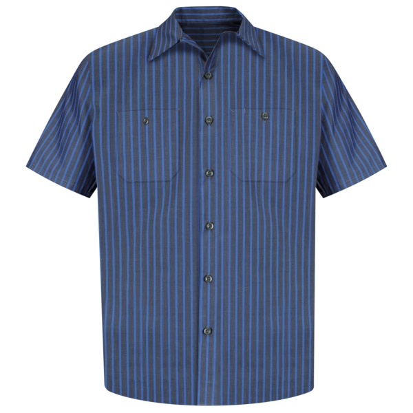 Mns Ss Gy/Bl Exxon Stripe Workshirt, XXL
