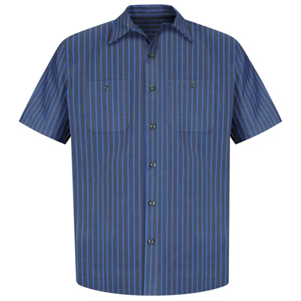 Mns Ss Gy/Bl Exxon Stripe Workshirt, M