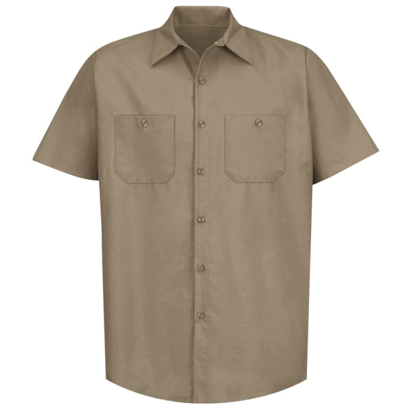 Mens Ss Khaki Poplin Workshirt, 4XL