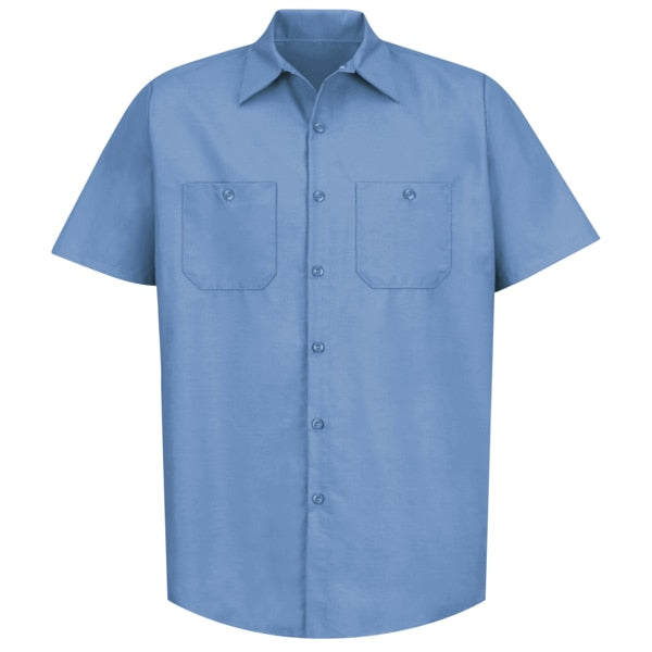 Mens Ss Lt Blue Poplin Work Shirt, 4XL