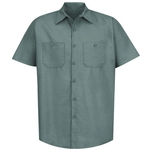 Mens Ss Lt Green Poplin Work Shirt, 6XL
