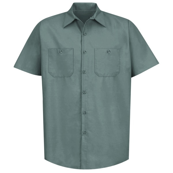 Mens Ss Lt Green Poplin Work Shirt, 3XL