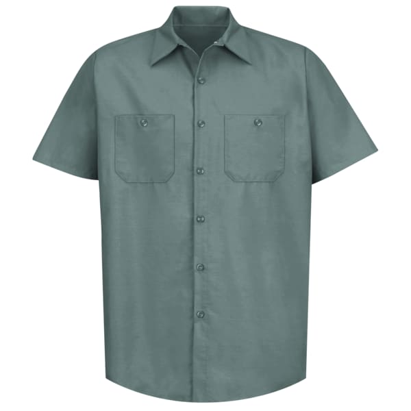 Mens Ss Lt Green Poplin Work Shirt, XXL
