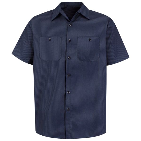 Mens Ss Nvy Twin Stripe Workshirt, XL