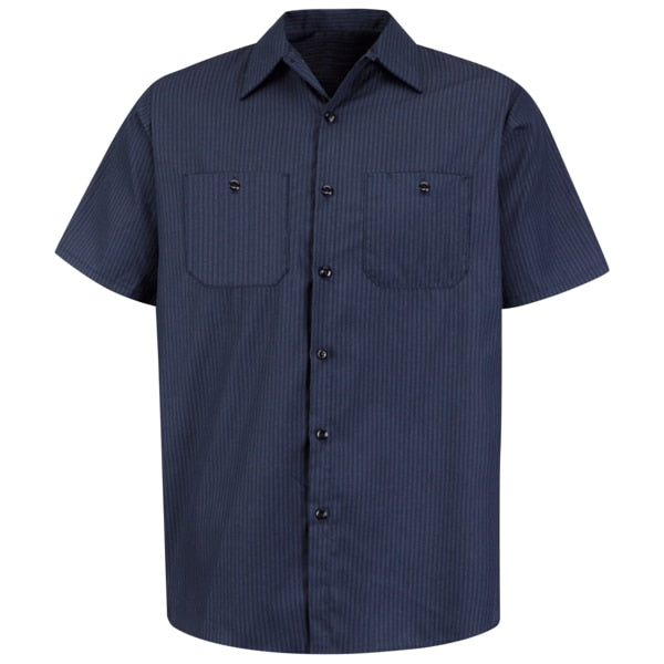Mens Ss Nvy Twin Stripe Workshirt, XXL