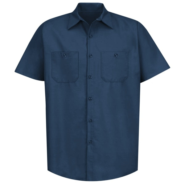 Mens Ss Navy Poplin Work Shirt, M