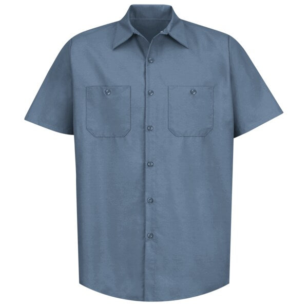 Mens Ss Post Blue Poplin Work Shirt, L