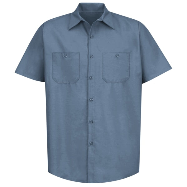 Mens Ss Post Blue Poplin Work Shirt, XL