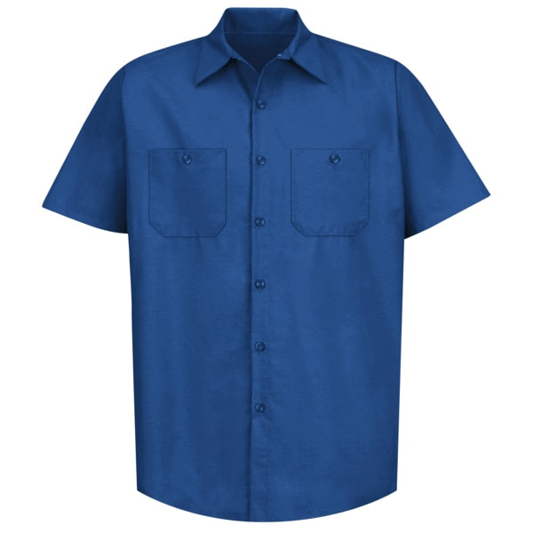 Mens Ss Royal Blue Poplin Wrk Shirt, L