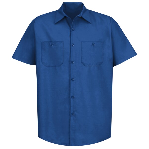 Mens Ss Royal Blue Poplin Wrk Shirt, XXL