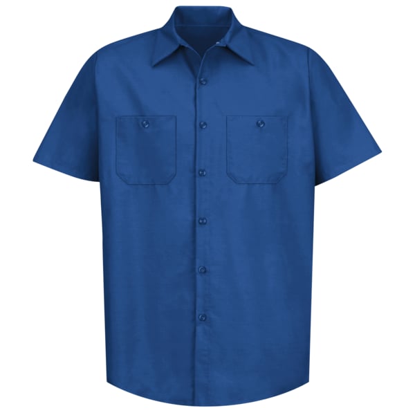 Mens Ss Royal Blue Poplin Wrk Shirt, S