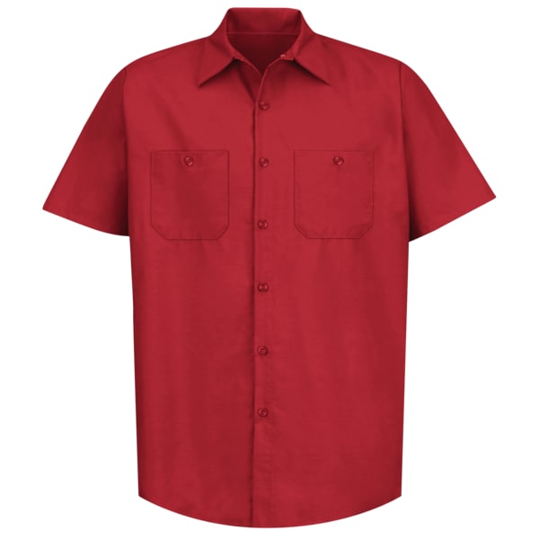 Mens Ss Red Poplin Work Shirt, 4XL
