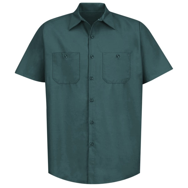 Mens Ss Spruce Grn Poplin Wrk Shirt, 5XL