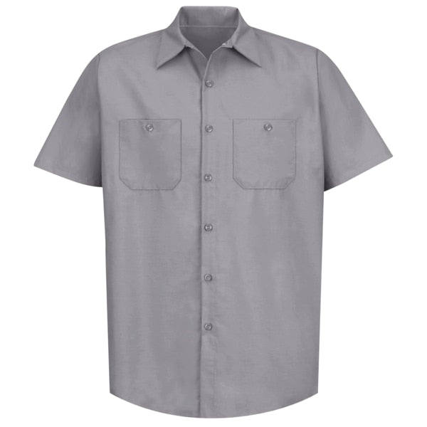 Mns S/S Silver Gy Poplin Workshirt, M